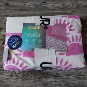 Urban Shop 6 Piece Pink and Cream Sun Print Mix and Match Sheet Set Twin Size
